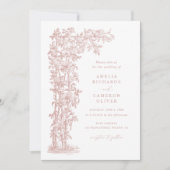 Bloemrijke Elegante Vintage Rozen Trellis Bruiloft Kaart (Voorkant)