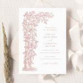 Bloemrijke Elegante Vintage Rozen Trellis Bruiloft Kaart