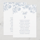 Bloemrijke Elegante Vintage Stofblauwe Zitplaatska Kaart (Voorkant / Achterkant)