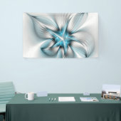 Bloemrijke Elegantie Moderne Abstracte Blauwe Frac Spandoek (Beurs)
