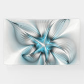 Bloemrijke Elegantie Moderne Abstracte Blauwe Frac Spandoek (Horizontaal)