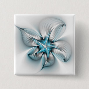 Bloemrijke Elegantie Moderne Abstracte Blauwe Frac Vierkante Button 5,1 Cm