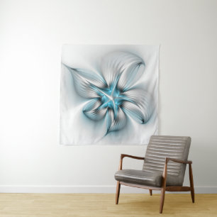 Bloemrijke Elegantie Moderne Abstracte Blauwe Frac Wandkleed