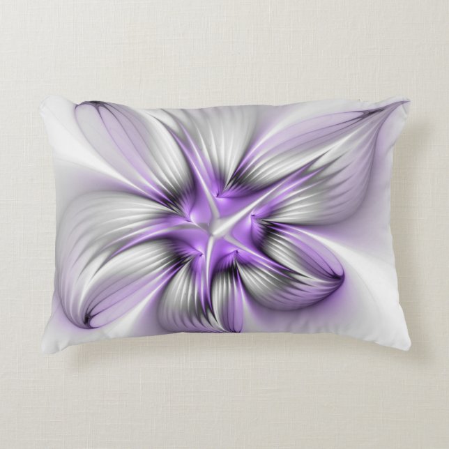 Bloemrijke Elegantie Moderne Abstracte Paarse Frac Accent Kussen (Voorkant)