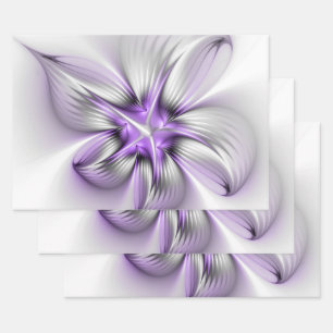 Bloemrijke Elegantie Moderne Abstracte Paarse Frac Inpakpapier Vel