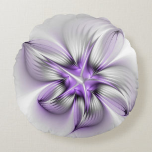 Bloemrijke Elegantie Moderne Abstracte Paarse Frac Rond Kussen