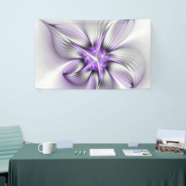 Bloemrijke Elegantie Moderne Abstracte Paarse Frac Spandoek