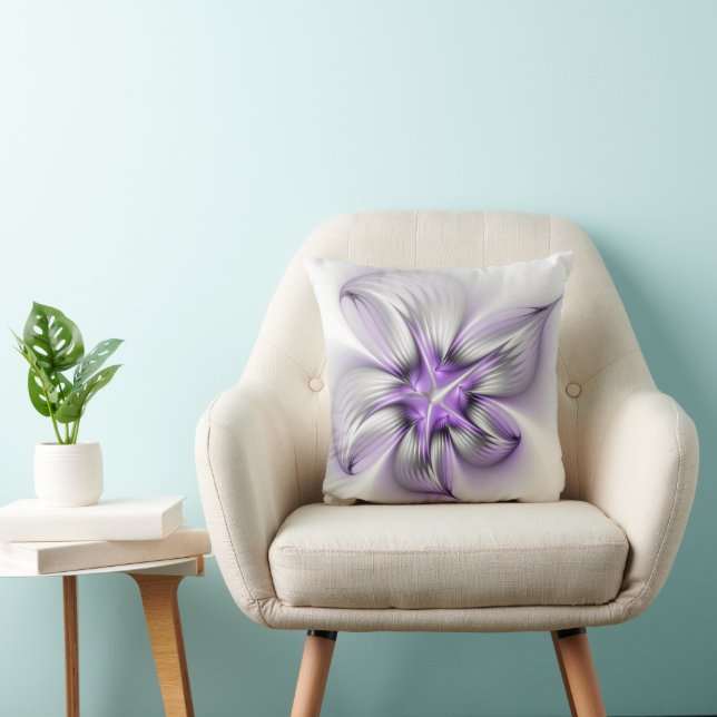 Bloemrijke Elegantie Moderne Abstracte Violetkleur Kussen (Stoel)