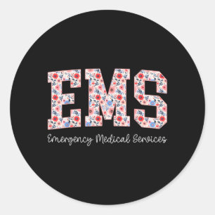 Bloemrijke EMS Nood Medische Diensten Emt Ronde Sticker