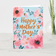 Bloemrijke en vrolijke moederdag wenskaart