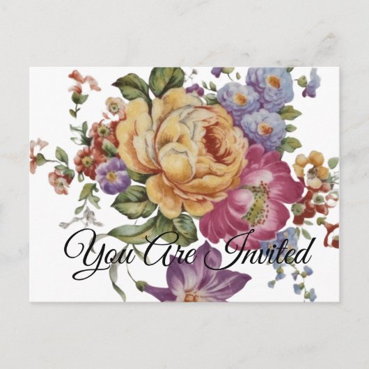 Bloemrijke Fancy Uitnodiging Briefkaart (Voorkant)