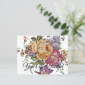 Bloemrijke Fancy Uitnodiging Briefkaart (Staand voorkant)