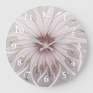 Bloemrijke fantasie, abstracte moderne pastelbloem grote klok