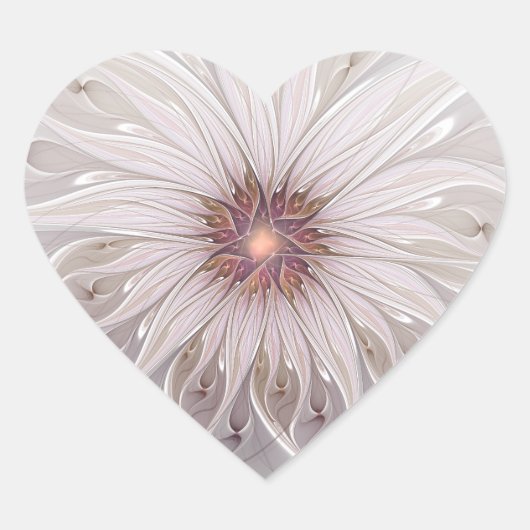 Bloemrijke fantasie, abstracte moderne pastelbloem hart sticker (Voorkant)