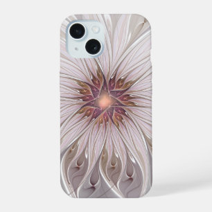 Bloemrijke fantasie, abstracte moderne pastelbloem iPhone 15 case