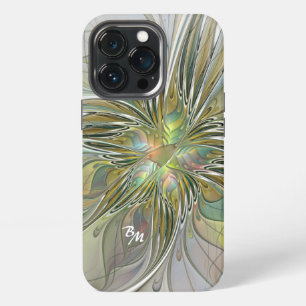 Bloemrijke Fantasie Fractale Bloem Met Gouden Init iPhone 13 Pro Hoesje