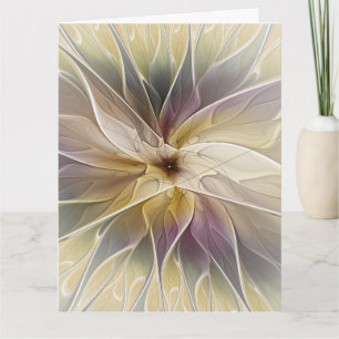 Bloemrijke Fantasie Goud Aubergine Abstracte Fract Bedankkaart