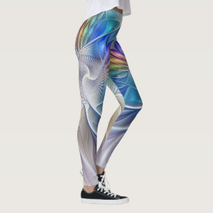 Bloemrijke fantasie, kleurrijke abstracte fractale leggings