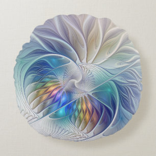 Bloemrijke fantasie, kleurrijke abstracte fractale rond kussen