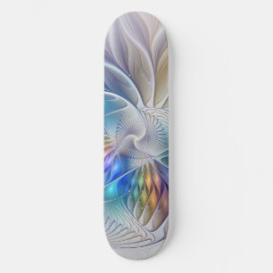 Bloemrijke fantasie, kleurrijke abstracte fractale skateboard