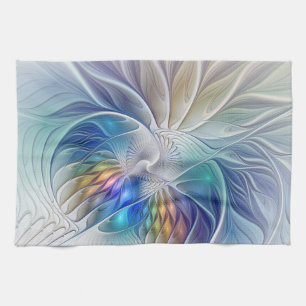 Bloemrijke fantasie, kleurrijke abstracte fractale theedoek