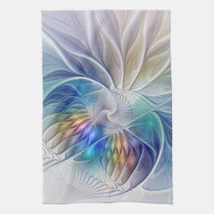 Bloemrijke fantasie, kleurrijke abstracte fractale theedoek