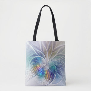 Bloemrijke fantasie, kleurrijke abstracte fractale tote bag