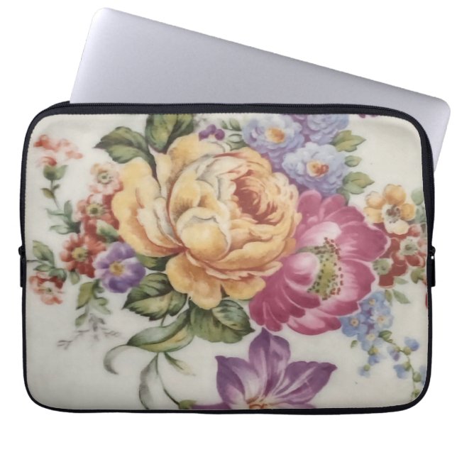 Bloemrijke fantasie  laptop sleeve (Voorkant)