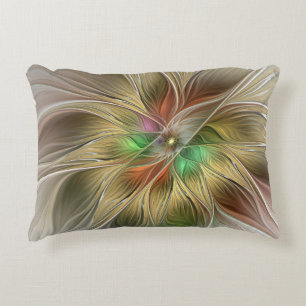 Bloemrijke fantasie met gouden moderne abstracte f accent kussen