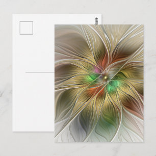 Bloemrijke fantasie met gouden moderne abstracte f briefkaart