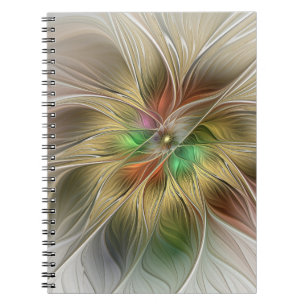Bloemrijke fantasie met gouden moderne abstracte f notitieboek