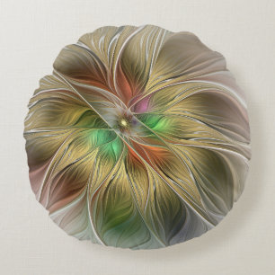 Bloemrijke fantasie met gouden moderne abstracte f rond kussen