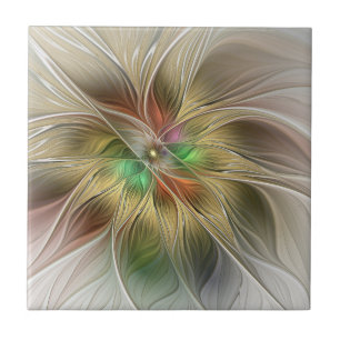 Bloemrijke fantasie met gouden moderne abstracte f tegeltje