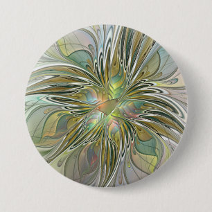 Bloemrijke Fantasie Moderne Fractale Kunst Bloem M Ronde Button 7,6 Cm