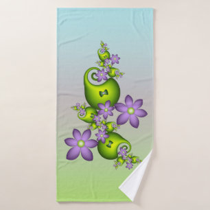 Bloemrijke Fantasie Sering Bloemen Groene Vormen F Badhanddoek