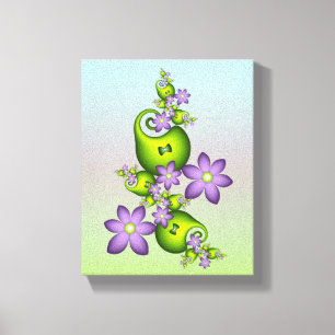Bloemrijke Fantasie Sering Bloemen Groene Vormen F Canvas Afdruk