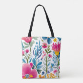 Bloemrijke Fantasie Tote Tas (Achterkant)