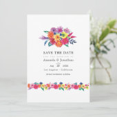 Bloemrijke Fiesta Bruiloftsfoto Save The Date (Staand voorkant)