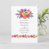 Bloemrijke Fiesta QR Code RSVP Huwelijk Kaart (Staand voorkant)