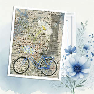 Bloemrijke Fiets Klok Ephemera Briefkaart