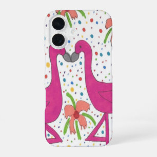 Bloemrijke Flamingo Feest iPhone 16 Hoesje