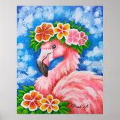 Bloemrijke Flamingo Poster (Voorkant)