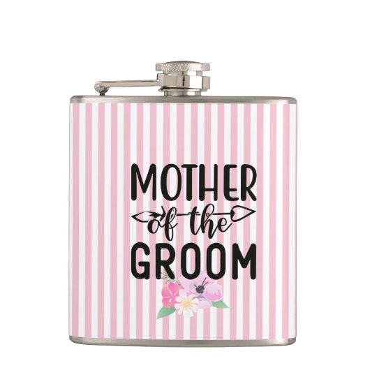 Bloemrijke Fles voor de Moeder van de Bruidegom Heupfles (Voorkant)