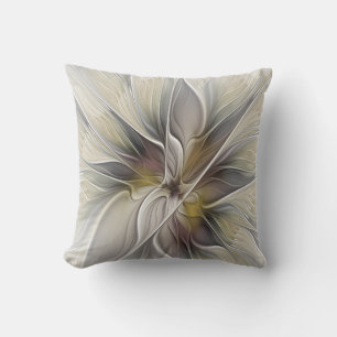 Bloemrijke Fractal, Fantasie Bloem met Aardetinten Buitenkussen