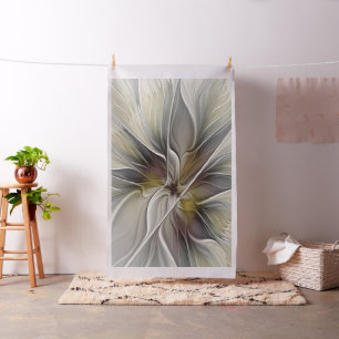 Bloemrijke Fractal, Fantasie Bloem met Aardetinten Stof