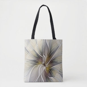 Bloemrijke Fractal, Fantasiebloem met Aardetinten Tote Bag