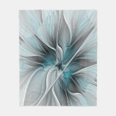 Bloemrijke Fractale Moderne Abstracte Bloem Blauw  Fleece Deken (Voorkant)