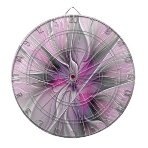 Bloemrijke Fractale Moderne Abstracte Bloem Roze G Dartbord