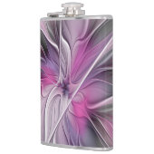 Bloemrijke Fractale Moderne Abstracte Bloem Roze G Heupfles (Links)