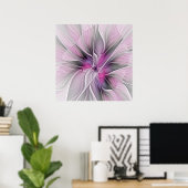 Bloemrijke Fractale Moderne Abstracte Bloem Roze G Poster (Thuiskantoor)